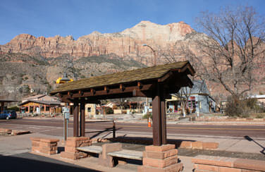 Zion's seasonal shuttle stops right in front of our property